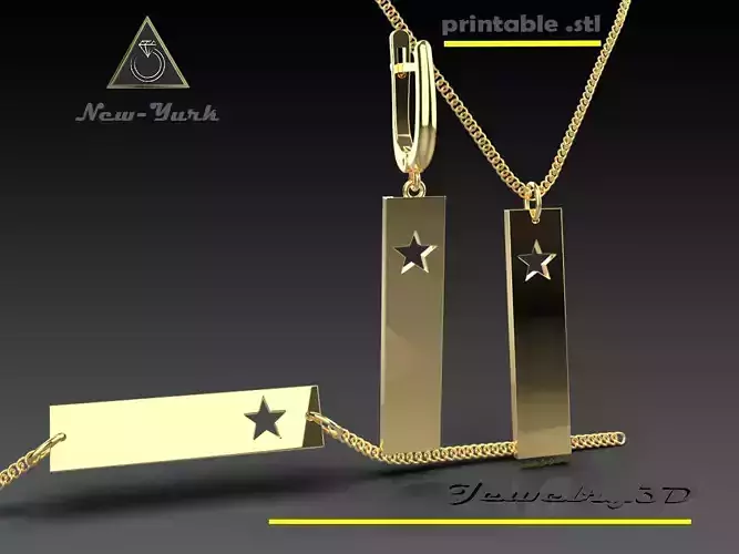 Printable earring bracelete pendant rectangle-star