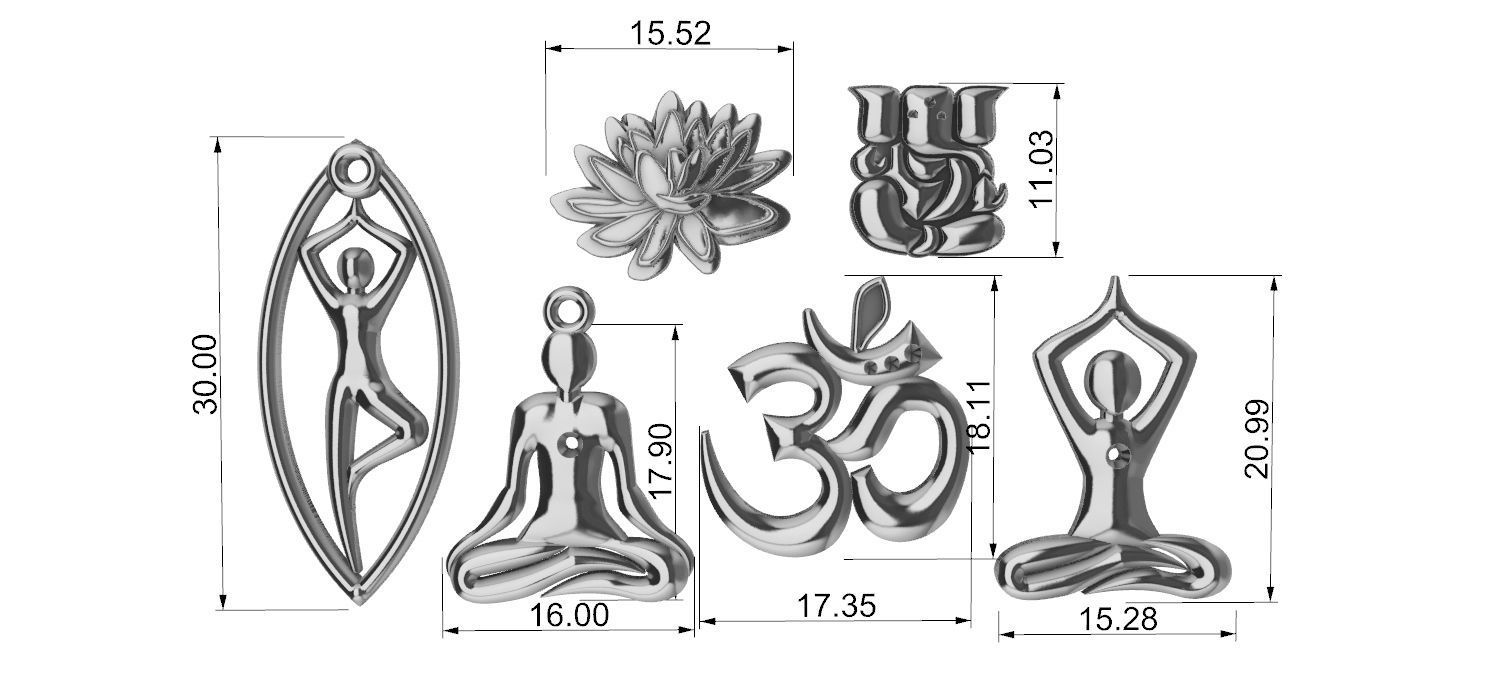 Yoga Collection Pendants 3D print model_3