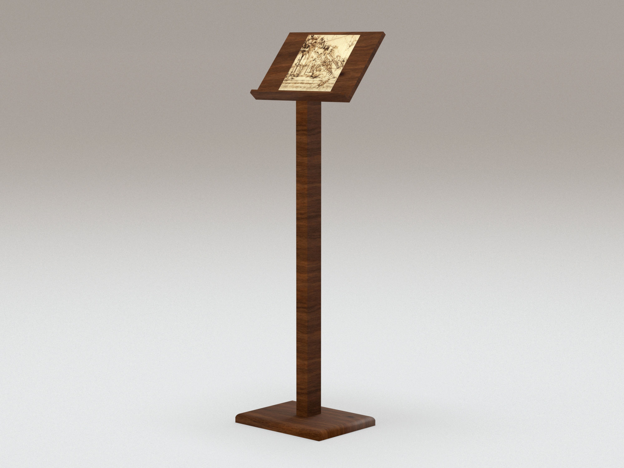 Antique wooden lectern 2 Low-poly 3D model_2