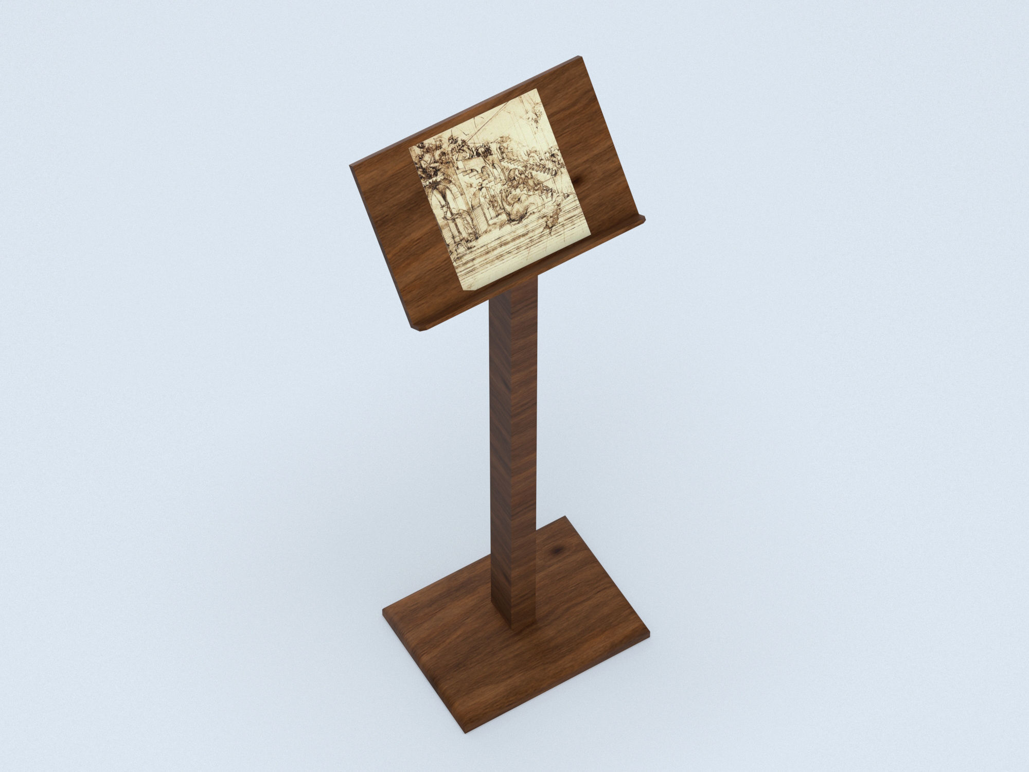Antique wooden lectern 2 Low-poly 3D model_8