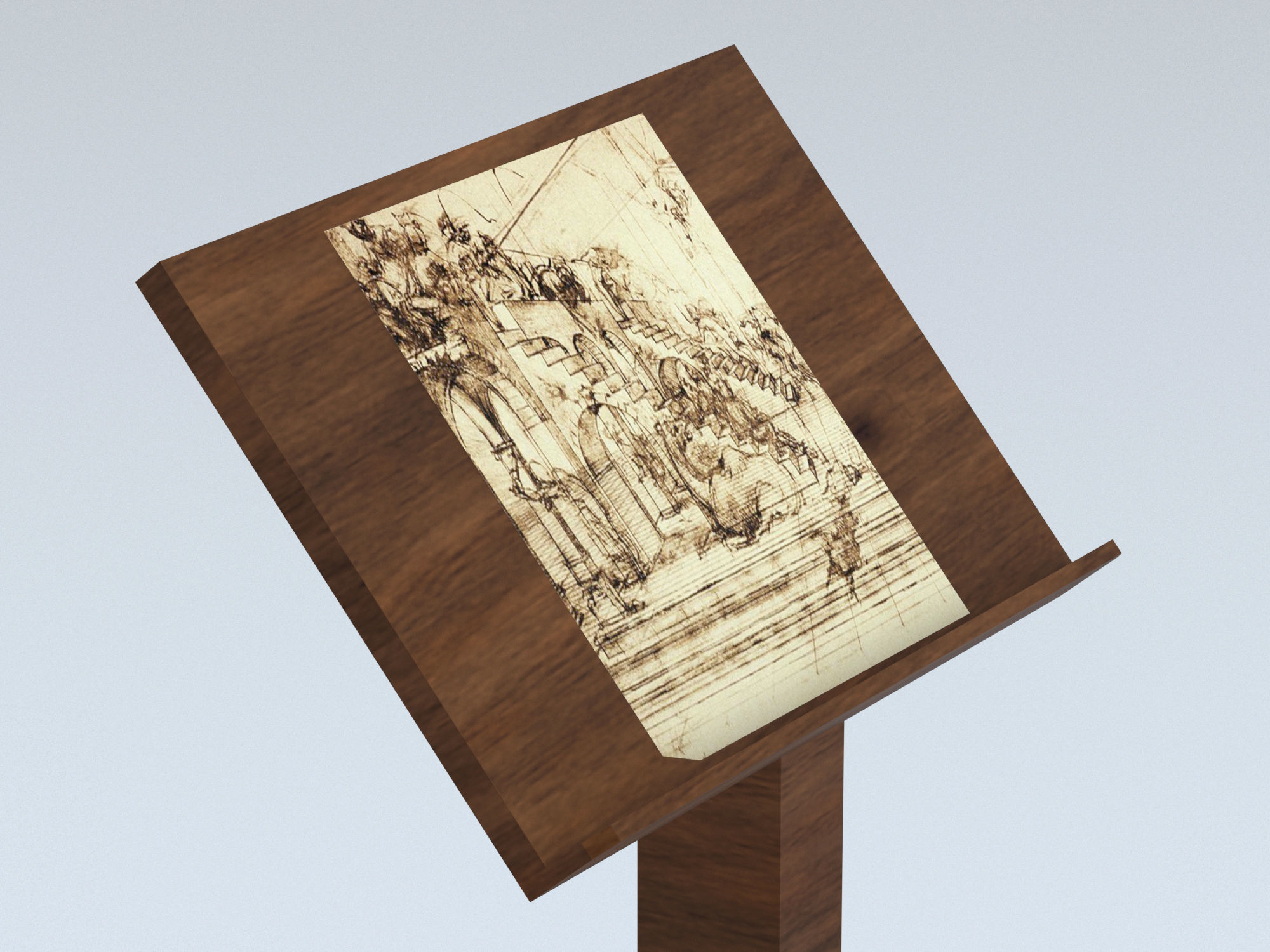 Antique wooden lectern 2 Low-poly 3D model_10