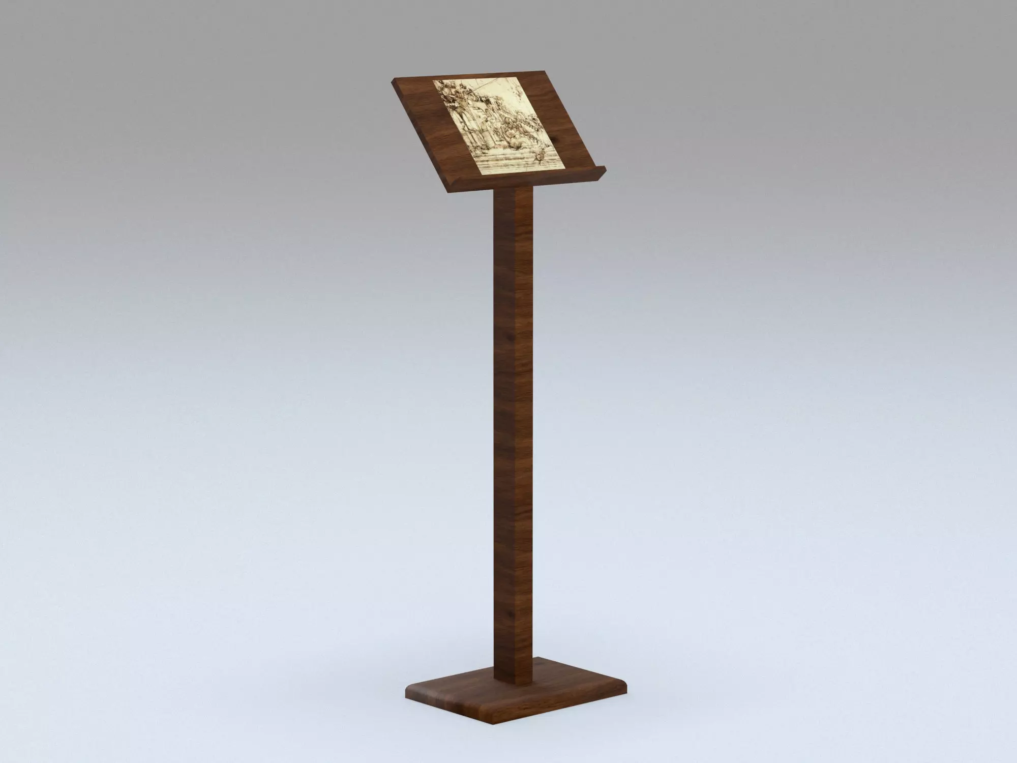 Antique wooden lectern 2 Low-poly 3D model_0