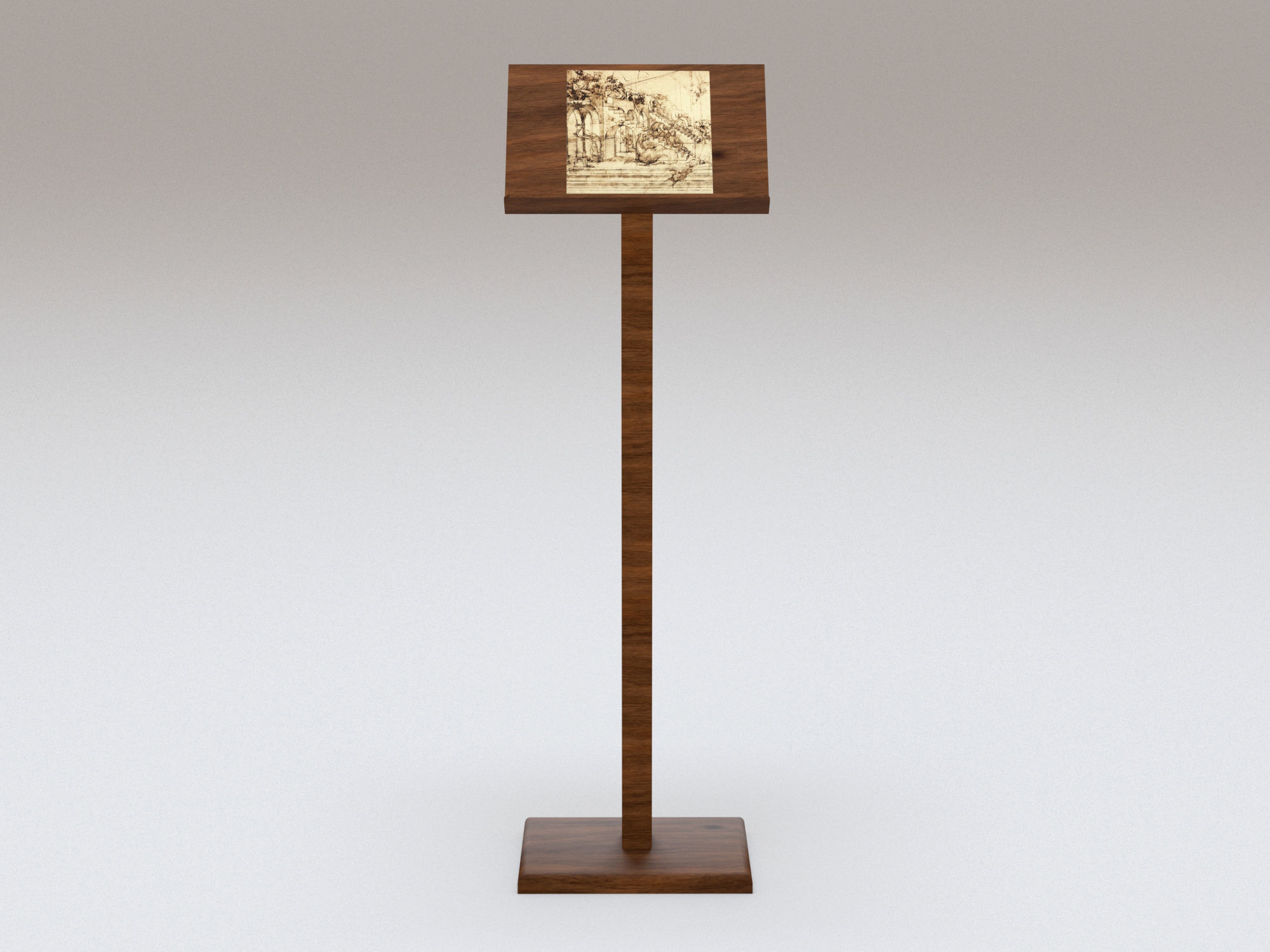 Antique wooden lectern 2 Low-poly 3D model_1