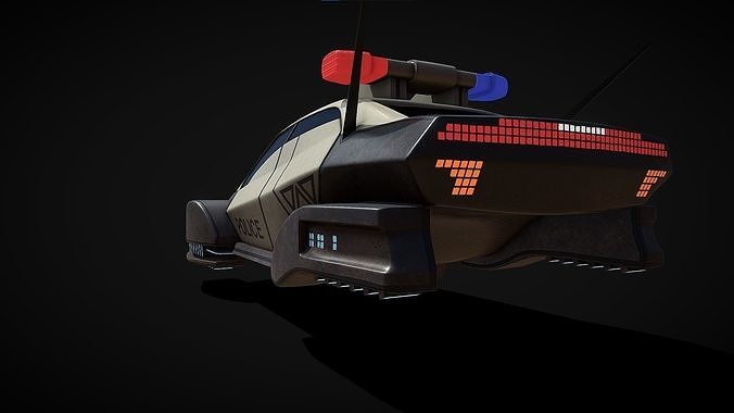 Cyberpunk police cruiser Low-poly 3D model 7