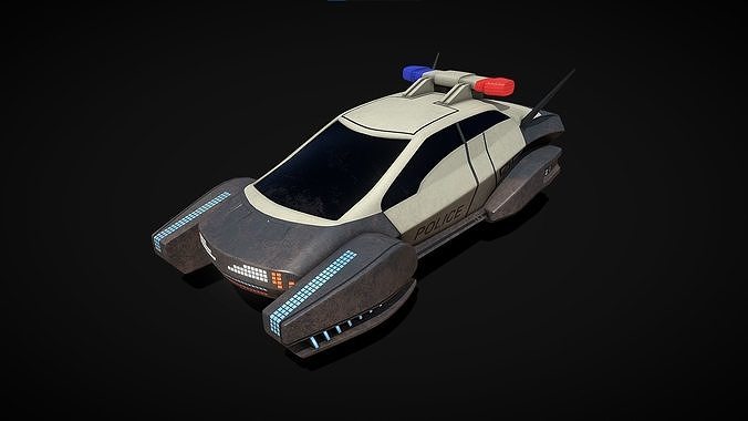 Cyberpunk police cruiser Low-poly 3D model 6