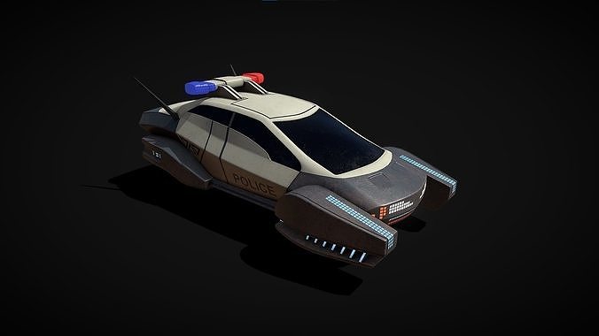 Cyberpunk police cruiser Low-poly 3D model 5