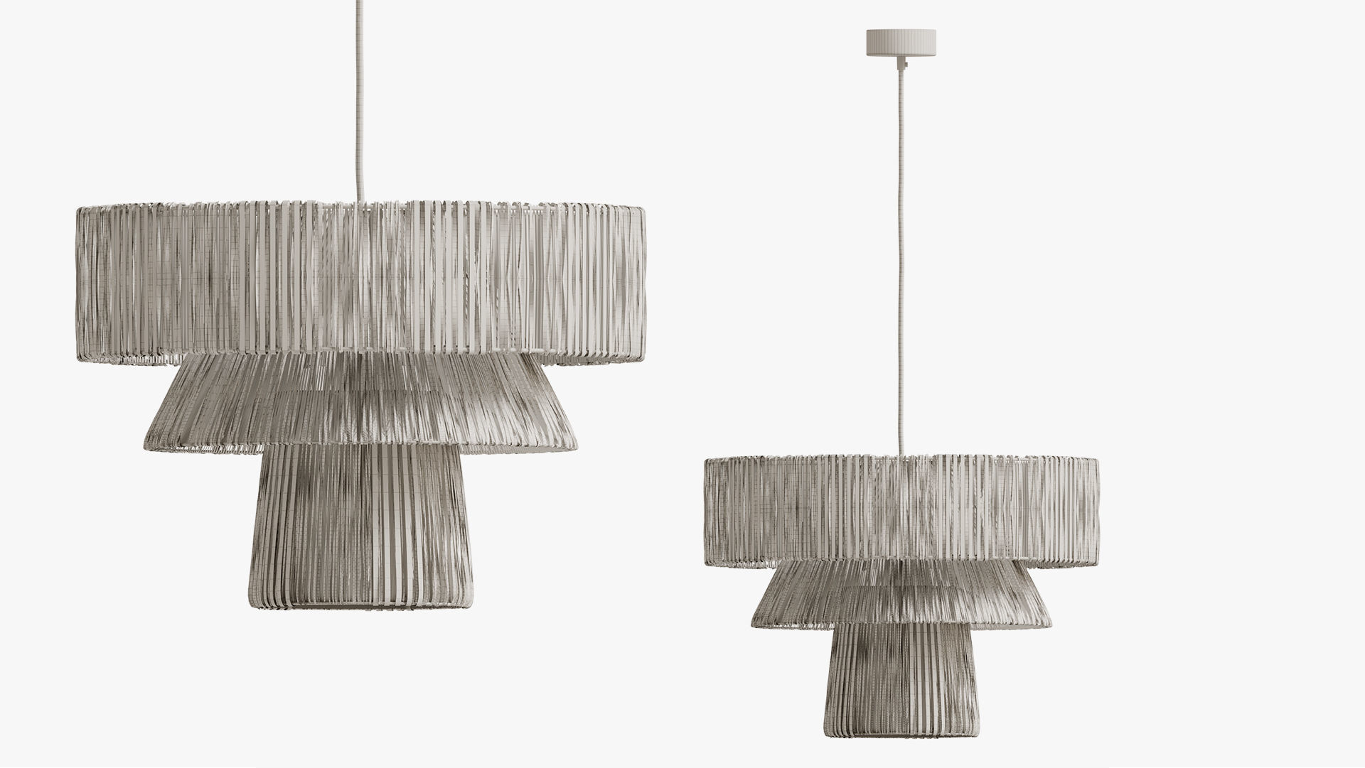 Rose And Grey Triple Cane Suspension Raphia Osier 3D model_5