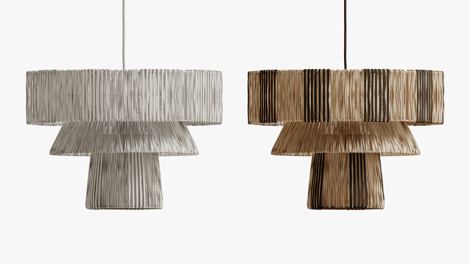 Rose And Grey Triple Cane Suspension Raphia Osier 3D model_4