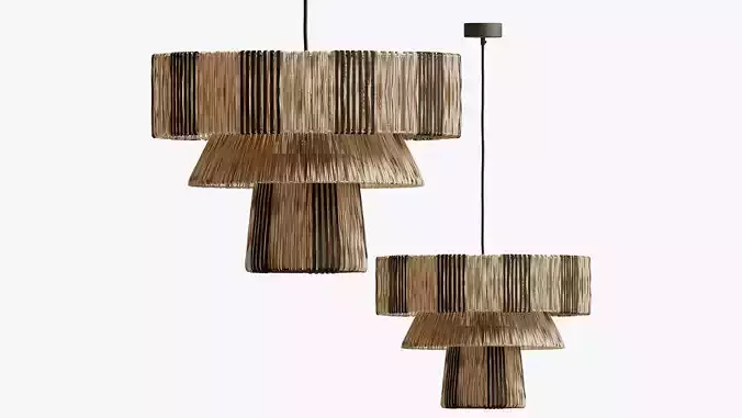 Rose And Grey Triple Cane Suspension Raphia Osier