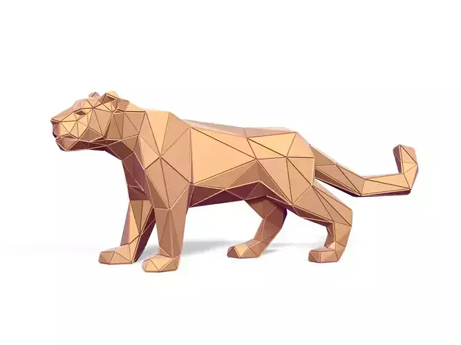 LowPoly - Polygonal Snow Leopard Statue - Figurine