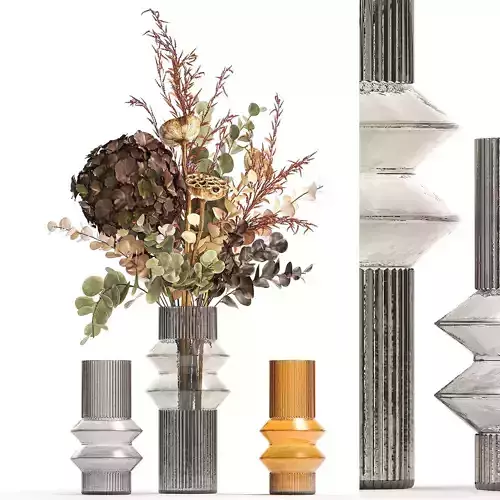 Modern bouquet of dry branches Hydrangea vase Lotus 417