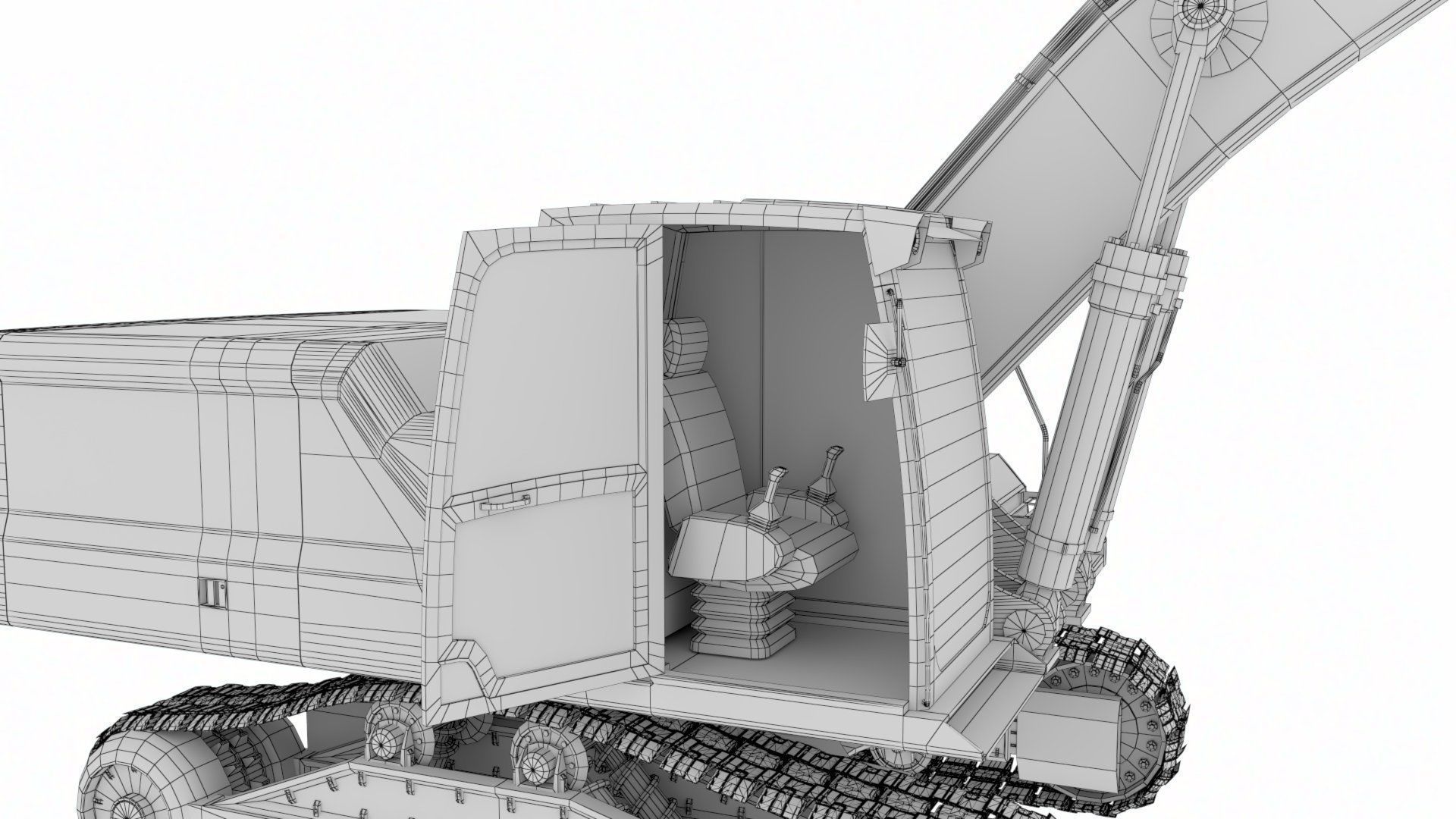 Rigged Hydraulic Excavator - Digger Low-poly 3D model_17