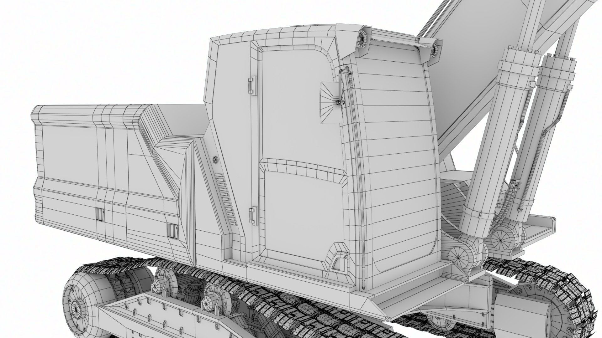 Rigged Hydraulic Excavator - Digger Low-poly 3D model_12