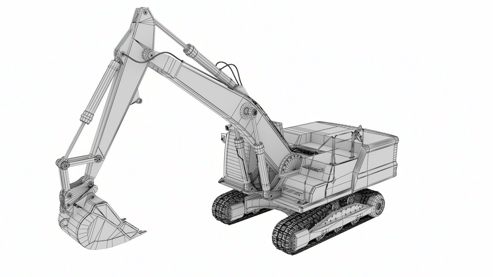 Rigged Hydraulic Excavator - Digger Low-poly 3D model_8