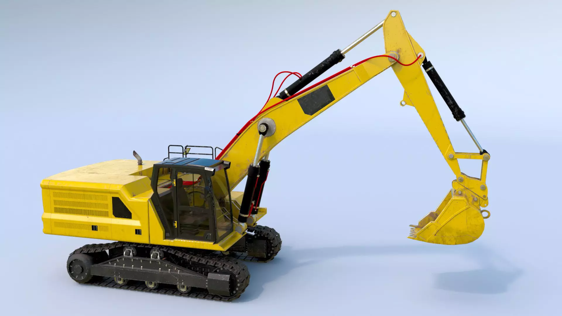 Rigged Hydraulic Excavator - Digger Low-poly 3D model_0