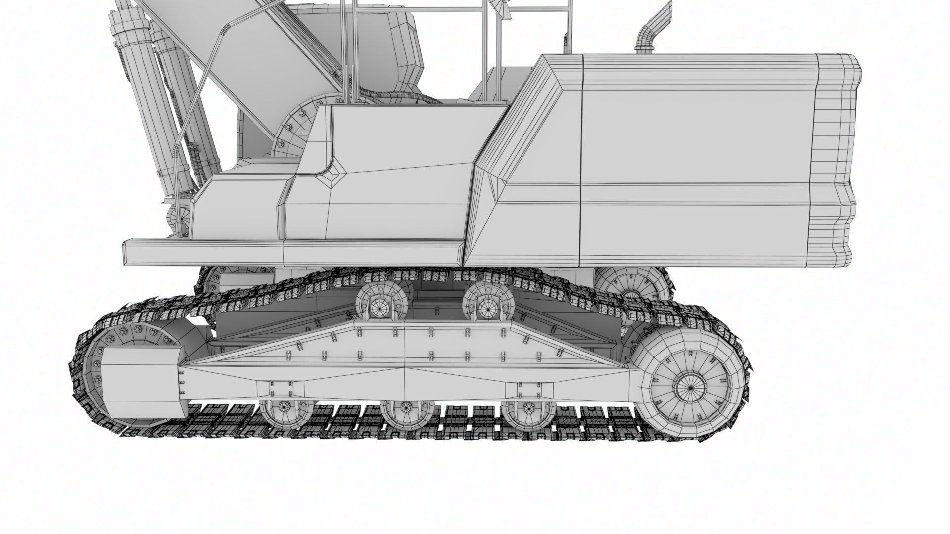 Rigged Hydraulic Excavator - Digger Low-poly 3D model_13
