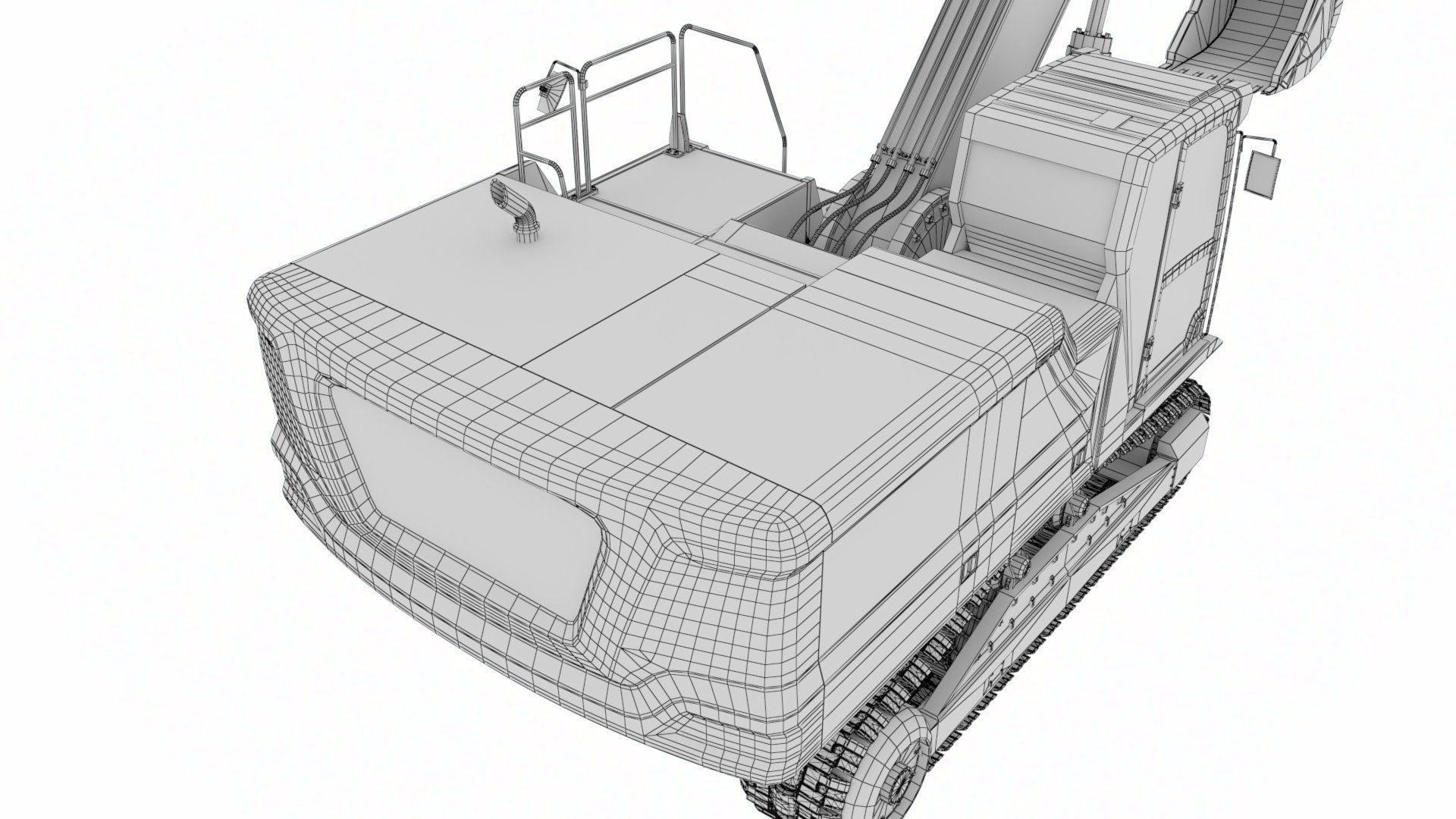 Rigged Hydraulic Excavator - Digger Low-poly 3D model_10