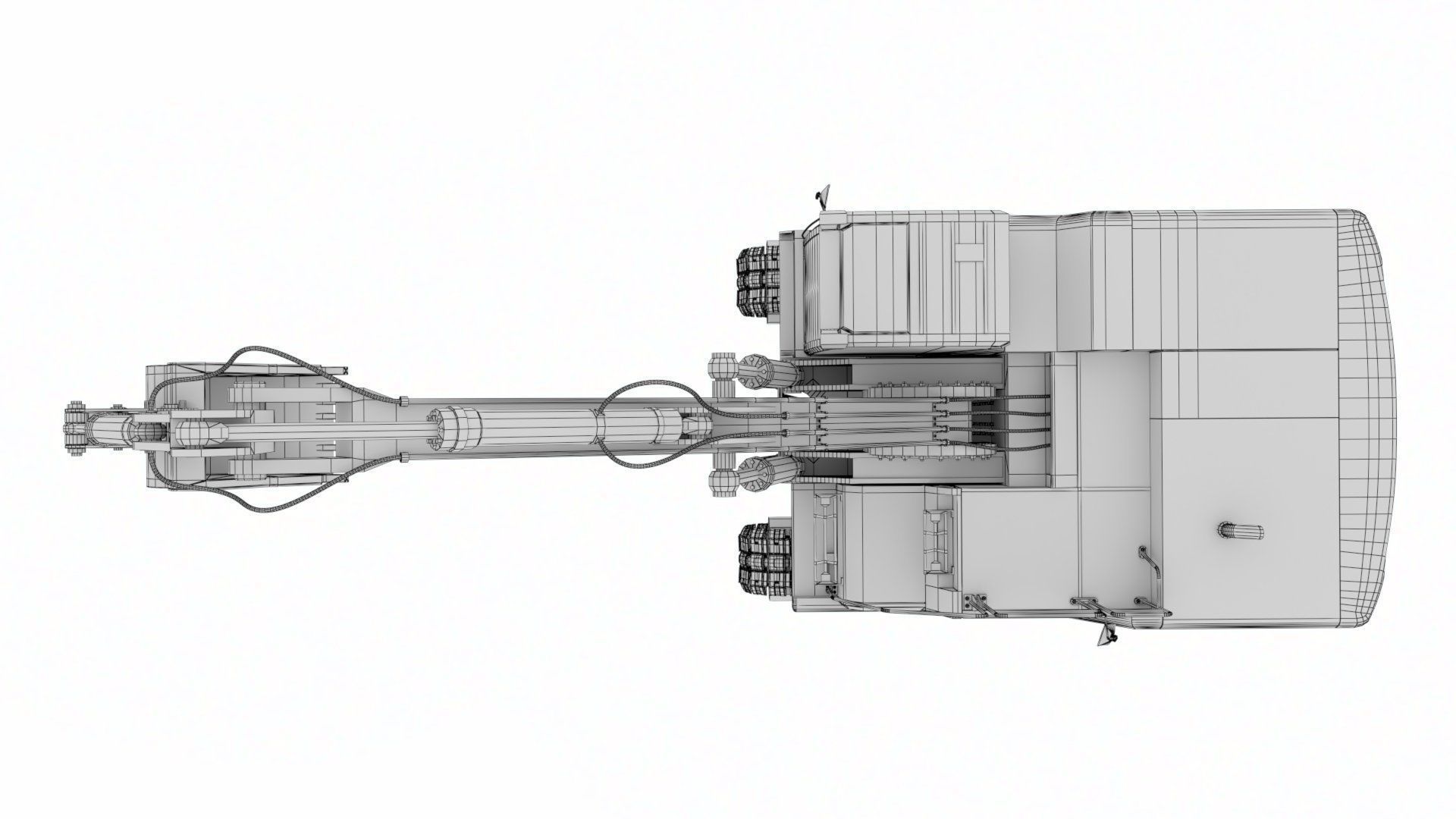 Rigged Hydraulic Excavator - Digger Low-poly 3D model_16