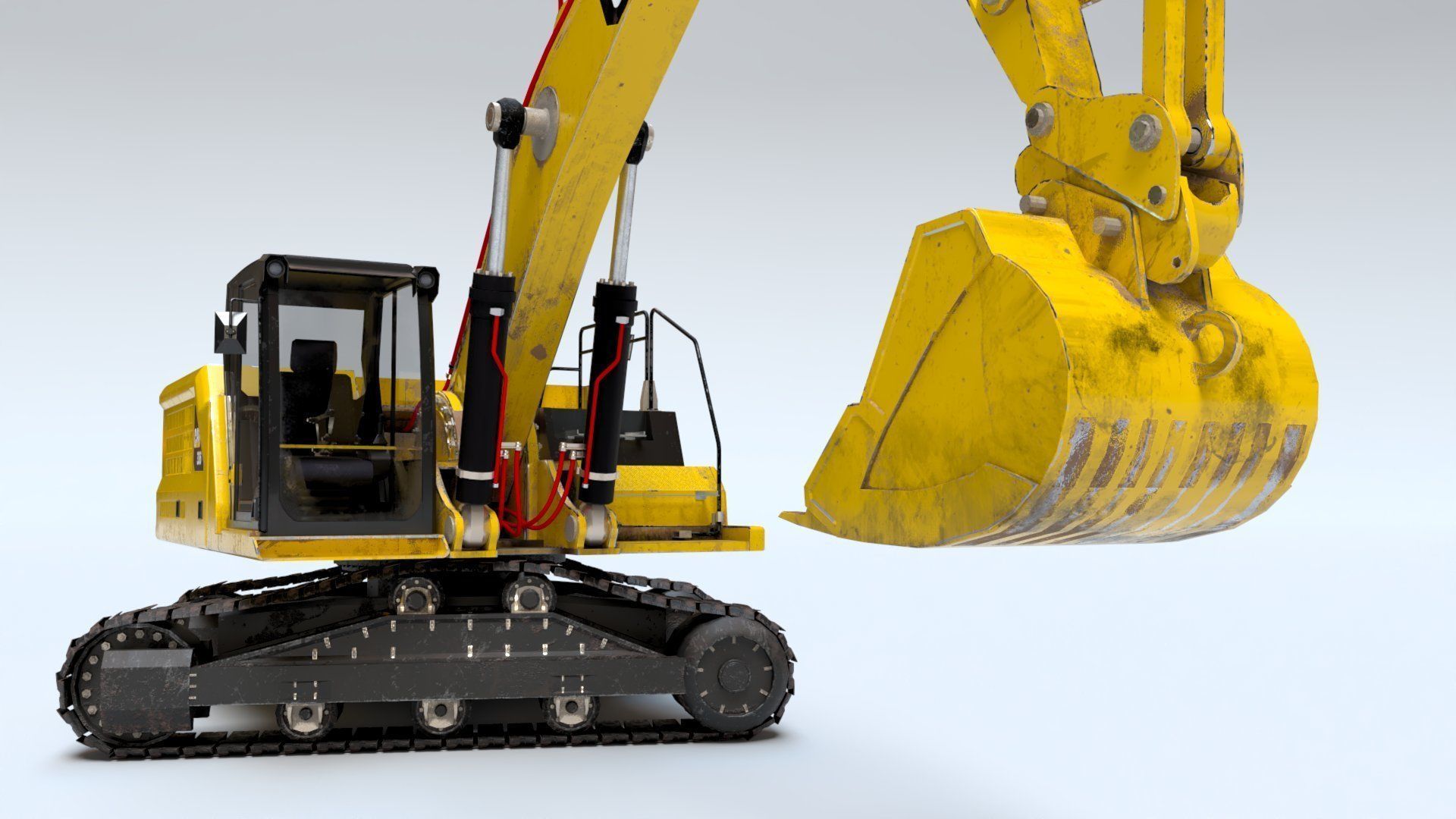 Rigged Hydraulic Excavator - Digger Low-poly 3D model_2