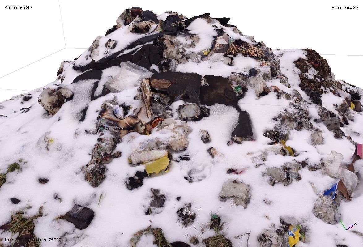 Pile of garbage under the snow 3D model_2
