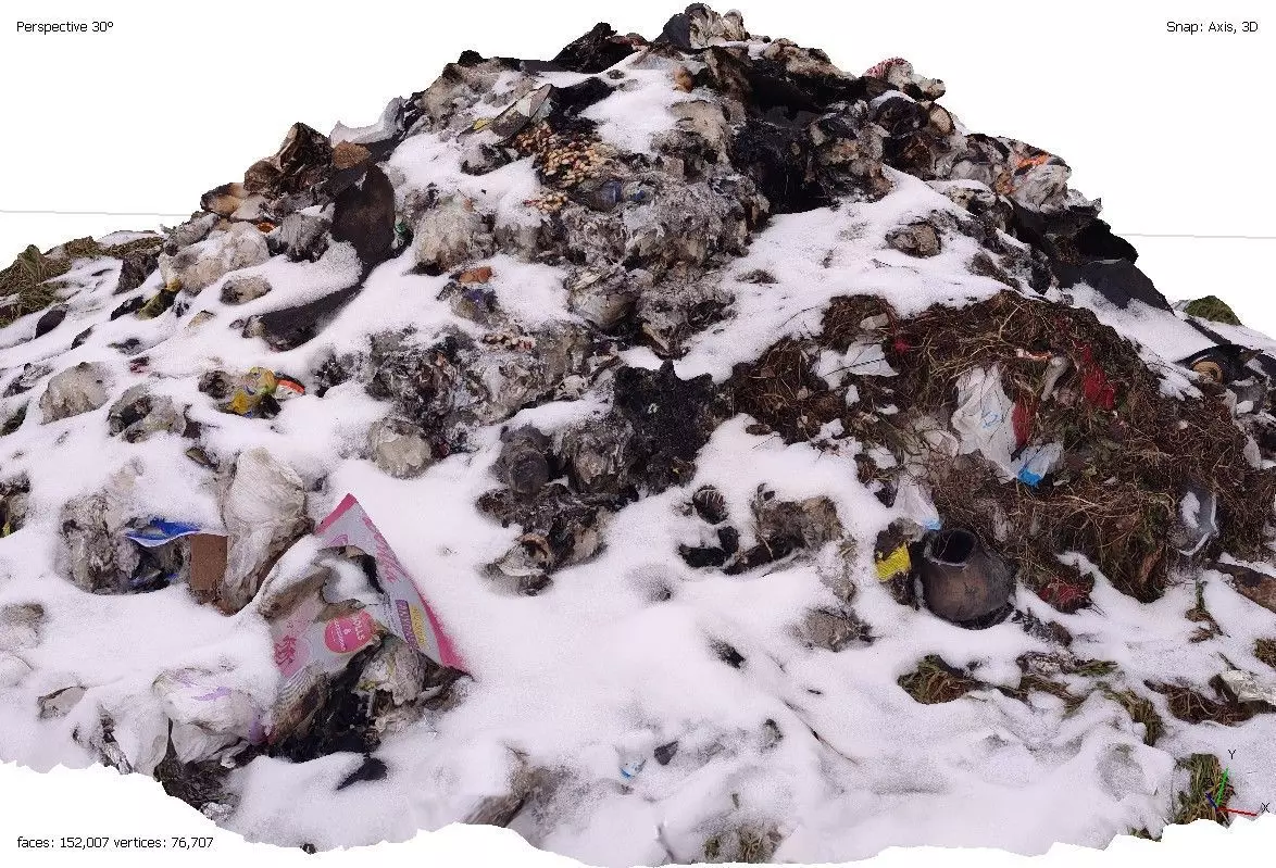 Pile of garbage under the snow 3D model_0