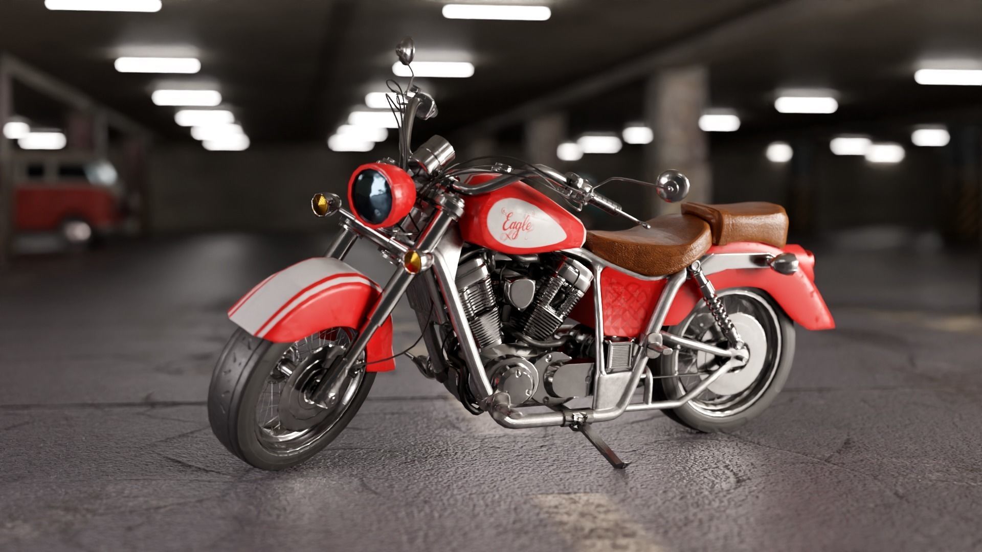 Chopper Low-poly 3D model_1