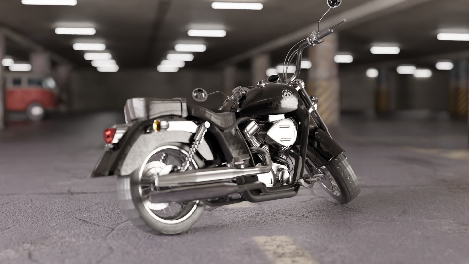 Chopper Low-poly 3D model_6