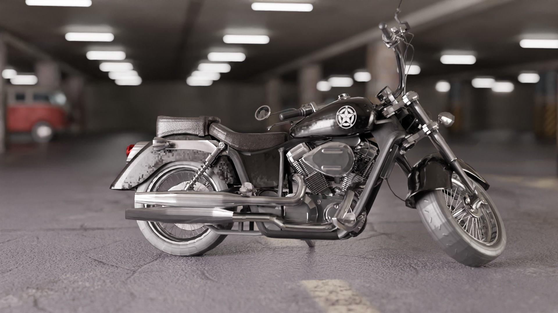 Chopper Low-poly 3D model_4