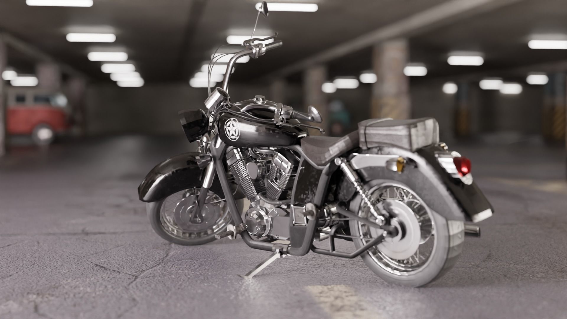 Chopper Low-poly 3D model_5