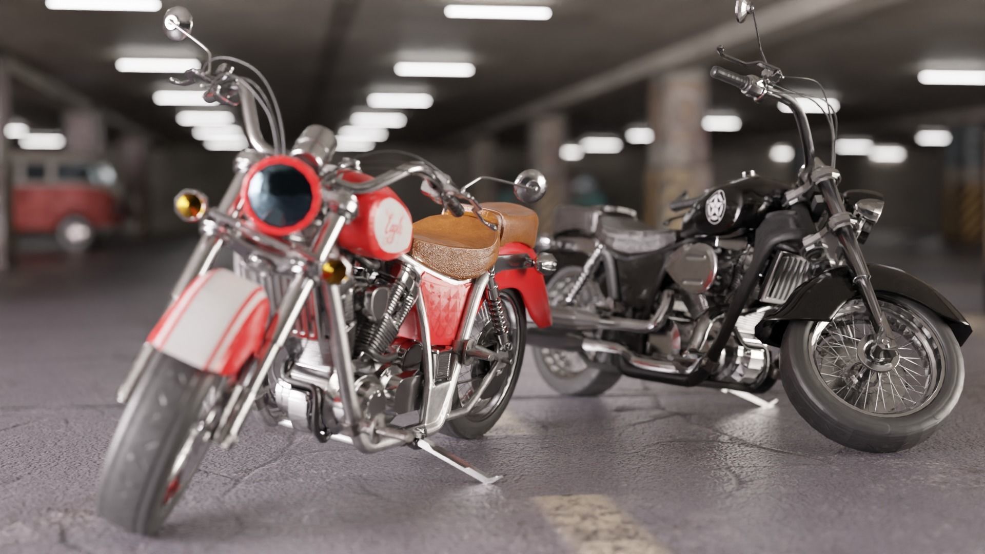 Chopper Low-poly 3D model_7