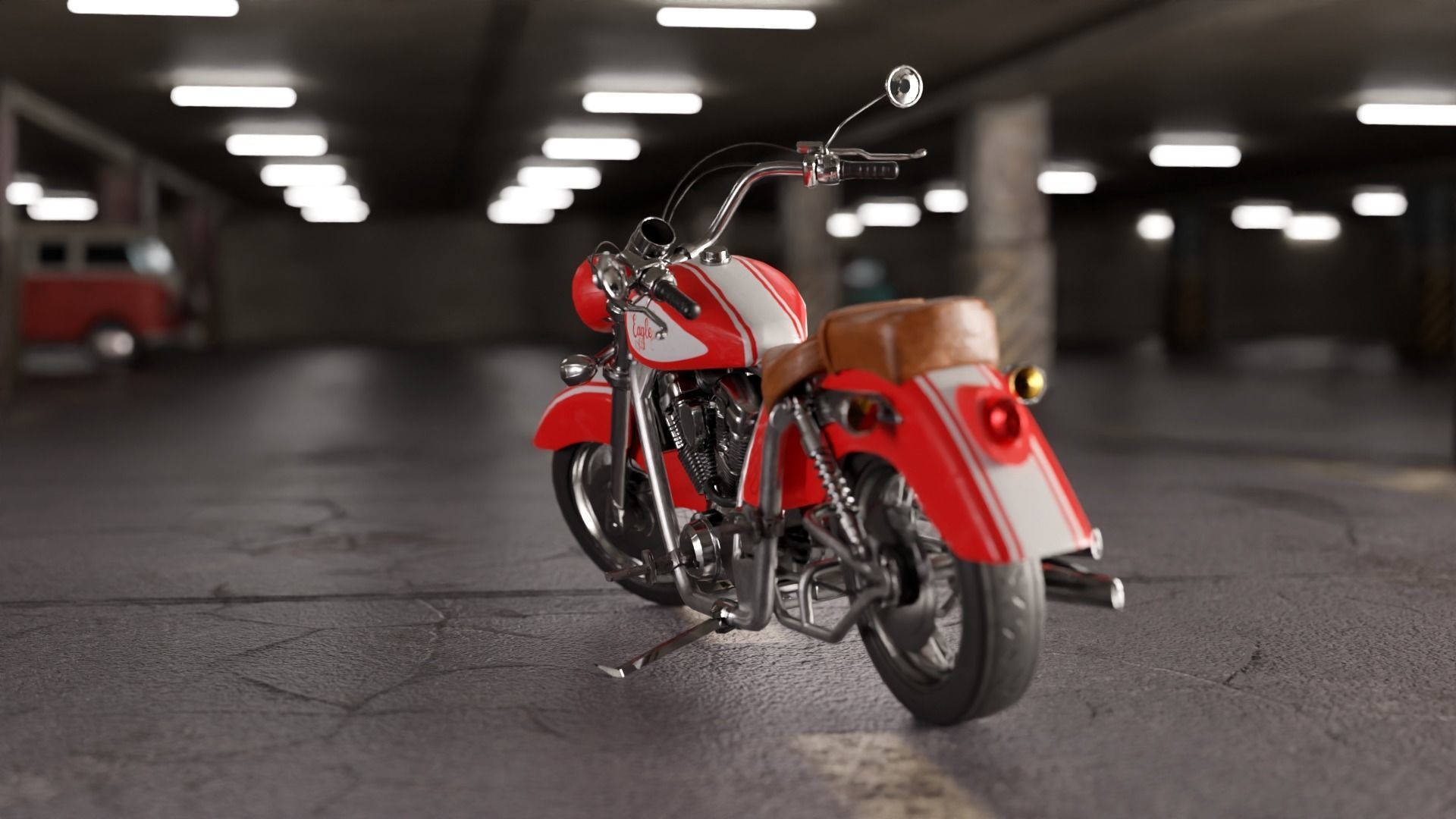 Chopper Low-poly 3D model_2