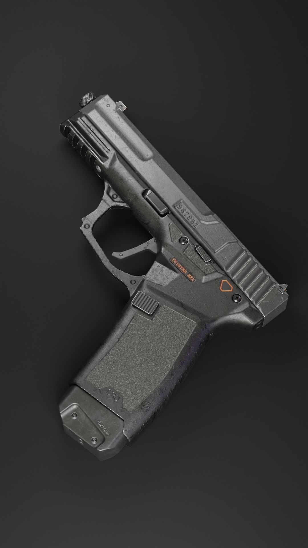 Handgun MK2 lowpoly Low-poly 3D model_3