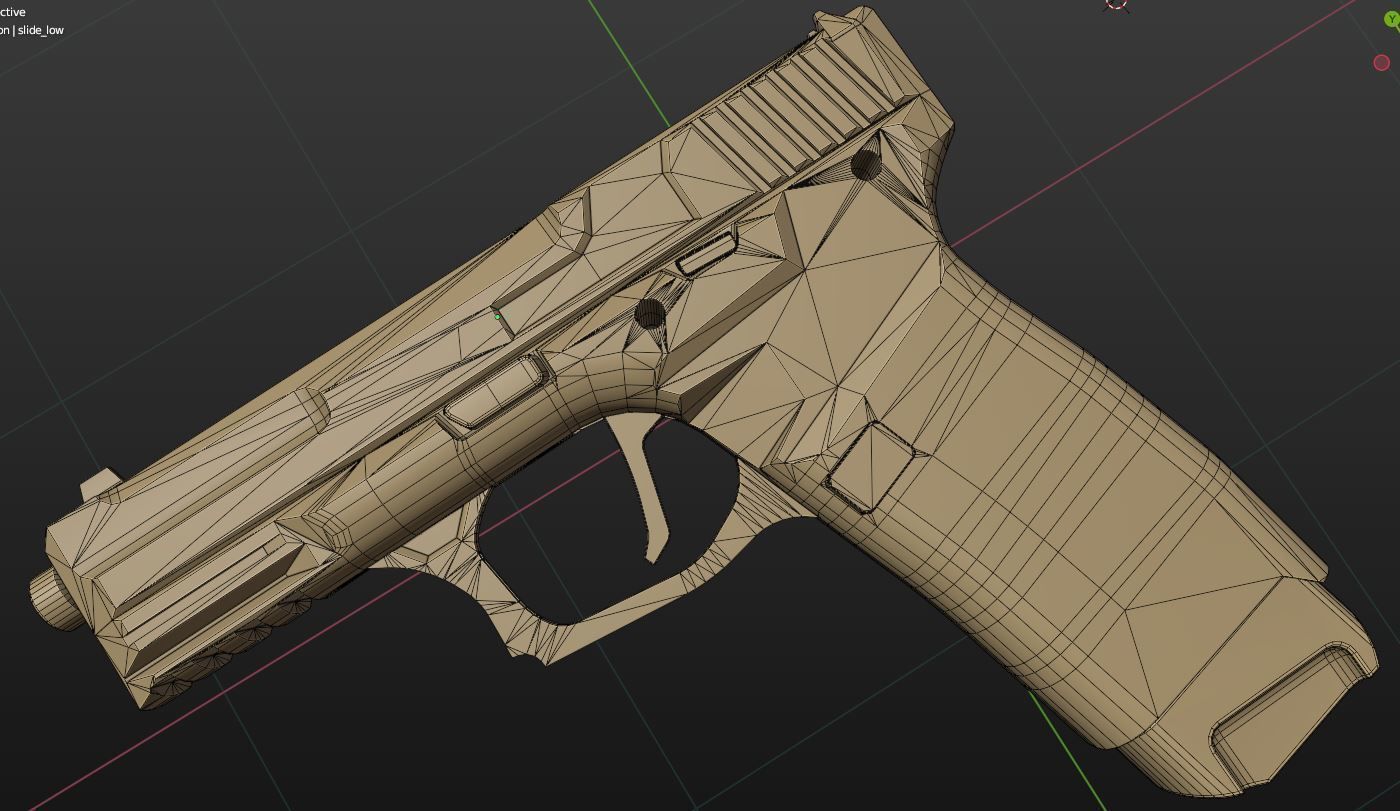 Handgun MK2 lowpoly Low-poly 3D model_14