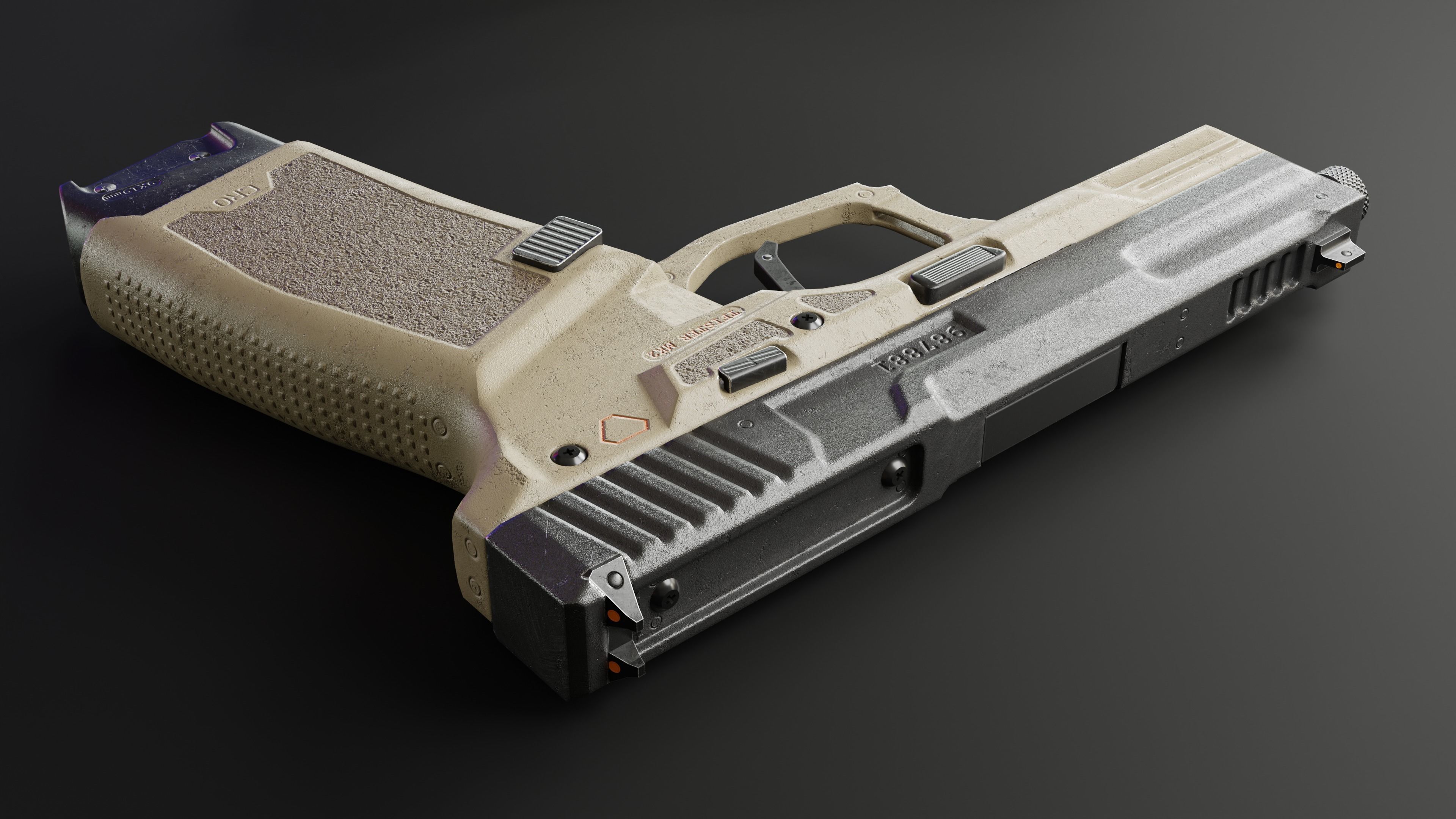 Handgun MK2 lowpoly Low-poly 3D model_7