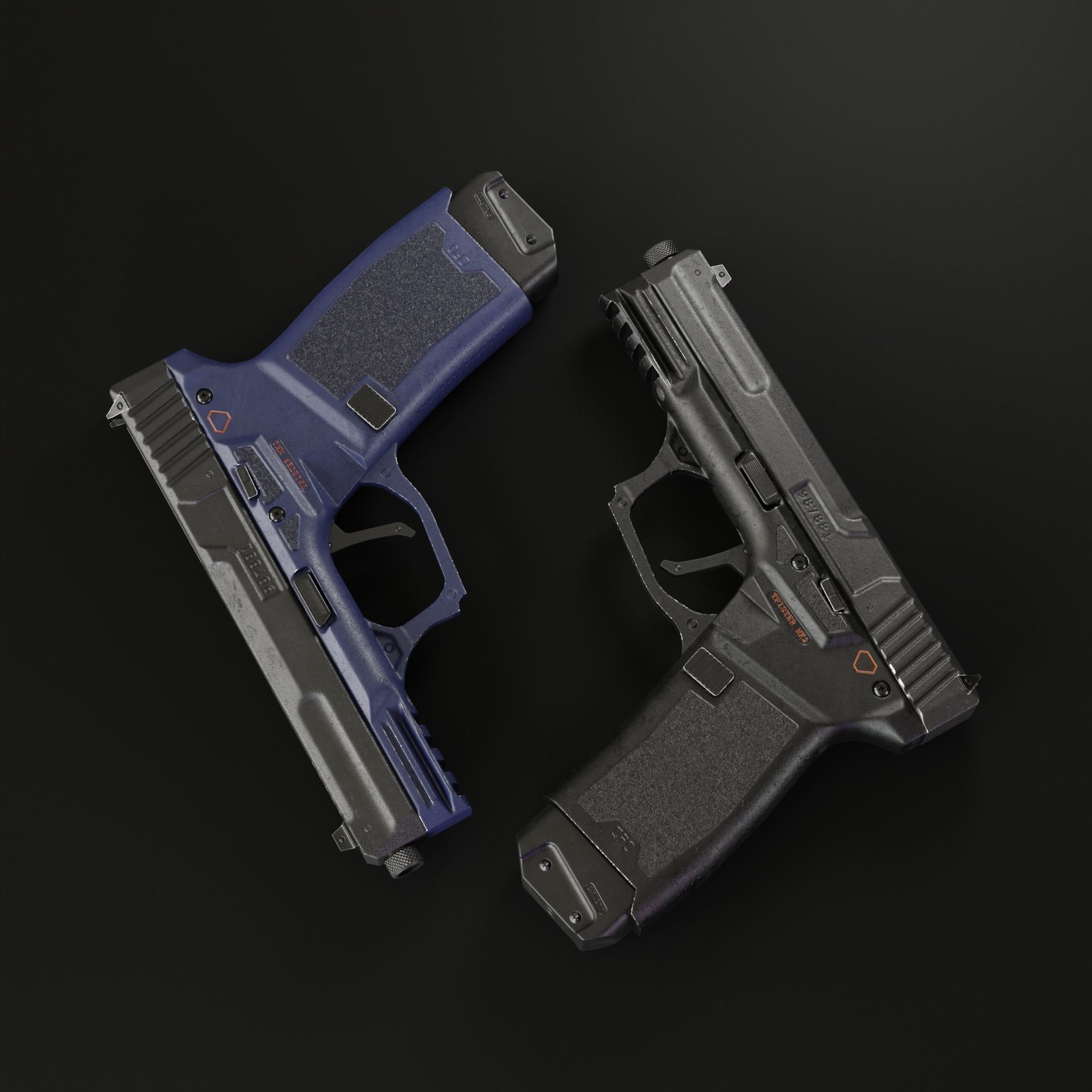 Handgun MK2 lowpoly Low-poly 3D model_2