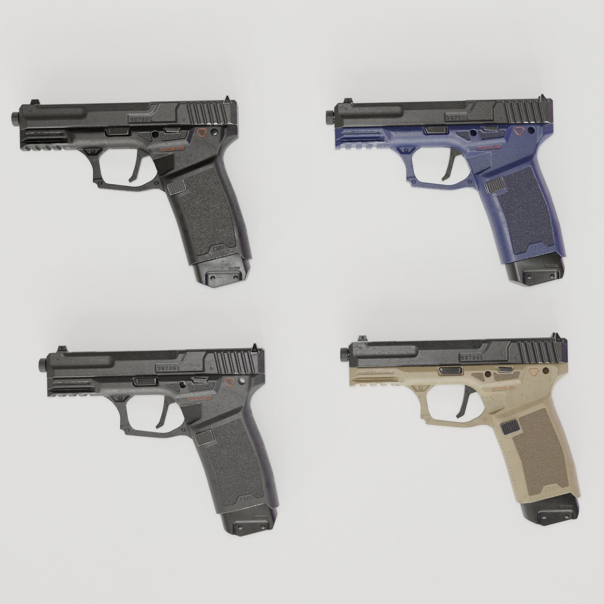 Handgun MK2 lowpoly Low-poly 3D model_11