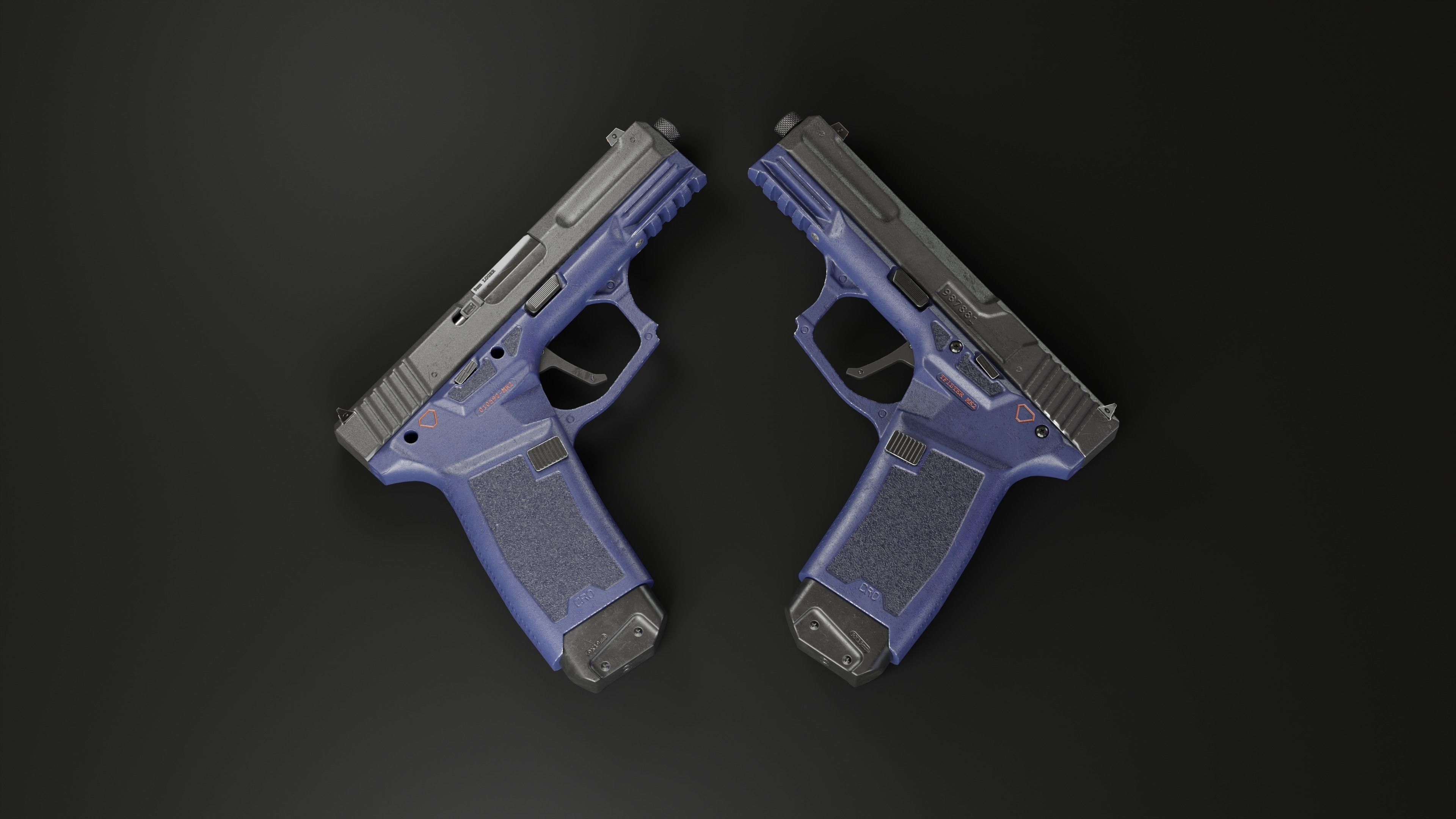 Handgun MK2 lowpoly Low-poly 3D model_8