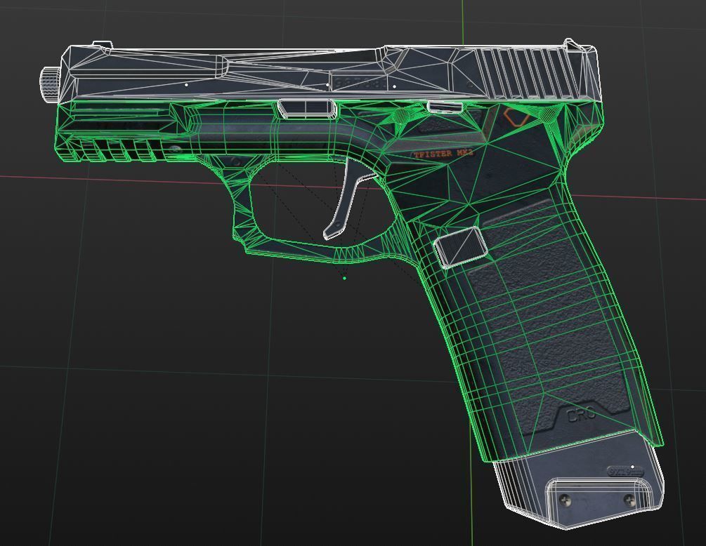 Handgun MK2 lowpoly Low-poly 3D model_13