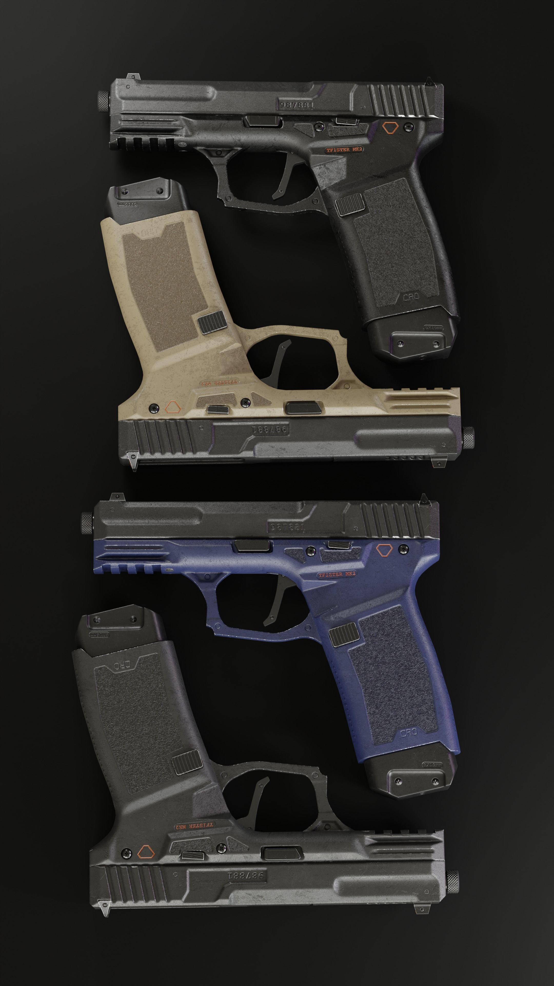 Handgun MK2 lowpoly Low-poly 3D model_10