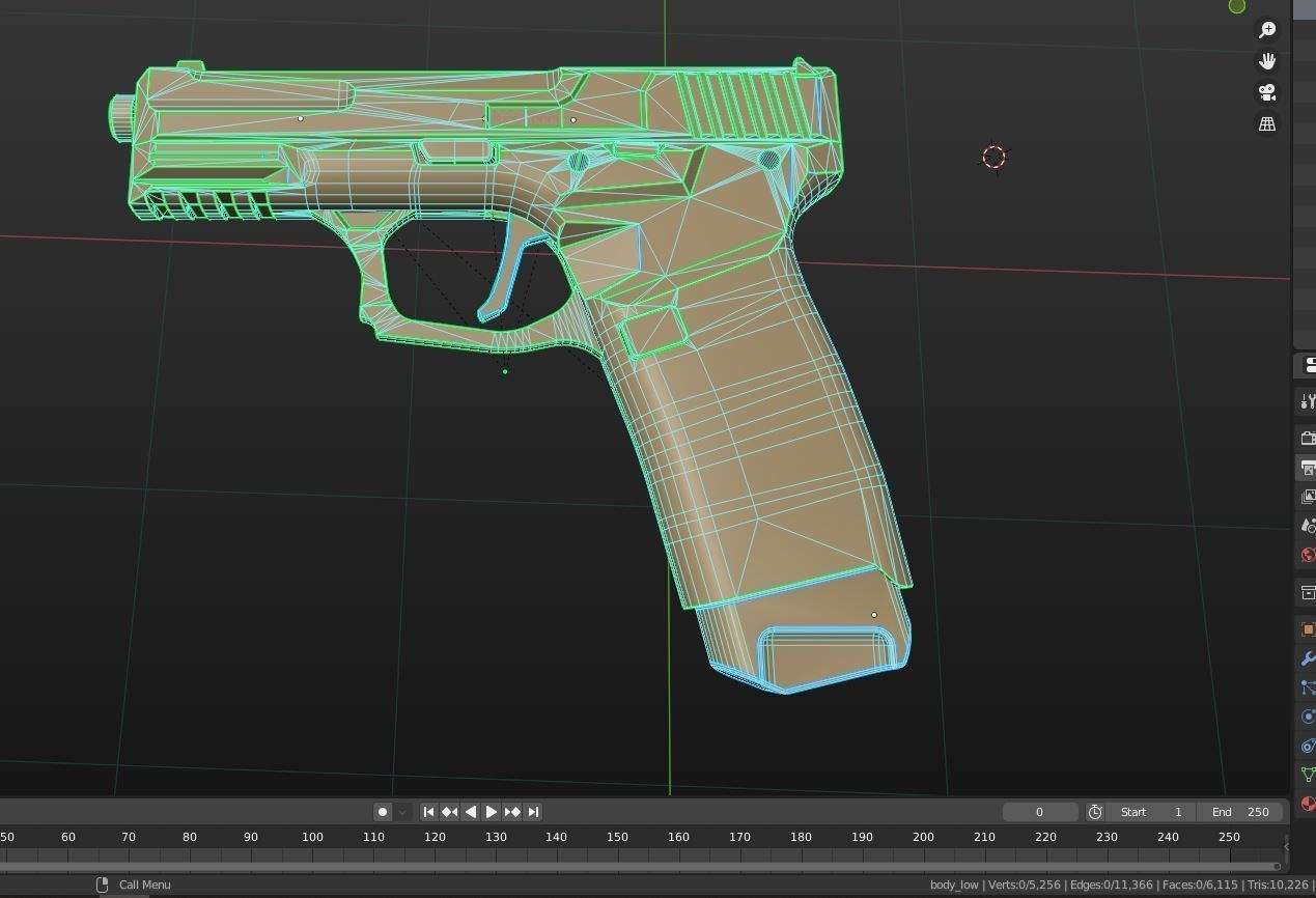 Handgun MK2 lowpoly Low-poly 3D model_12