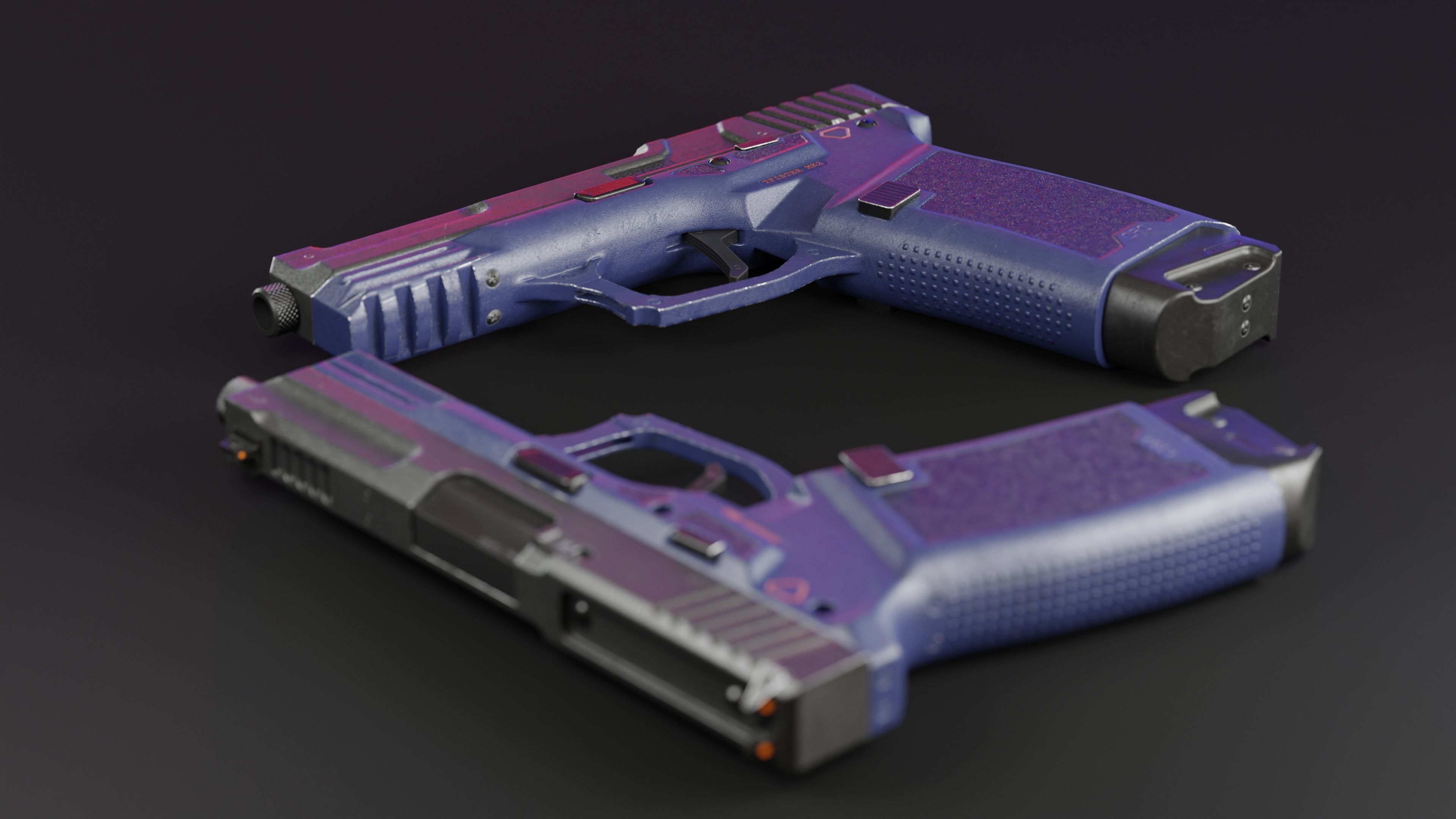 Handgun MK2 lowpoly Low-poly 3D model_9