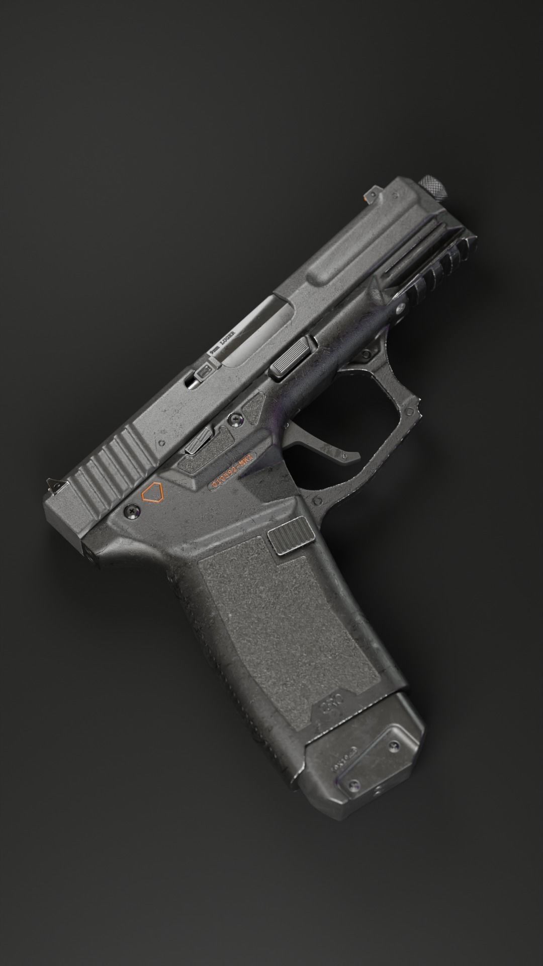 Handgun MK2 lowpoly Low-poly 3D model_4