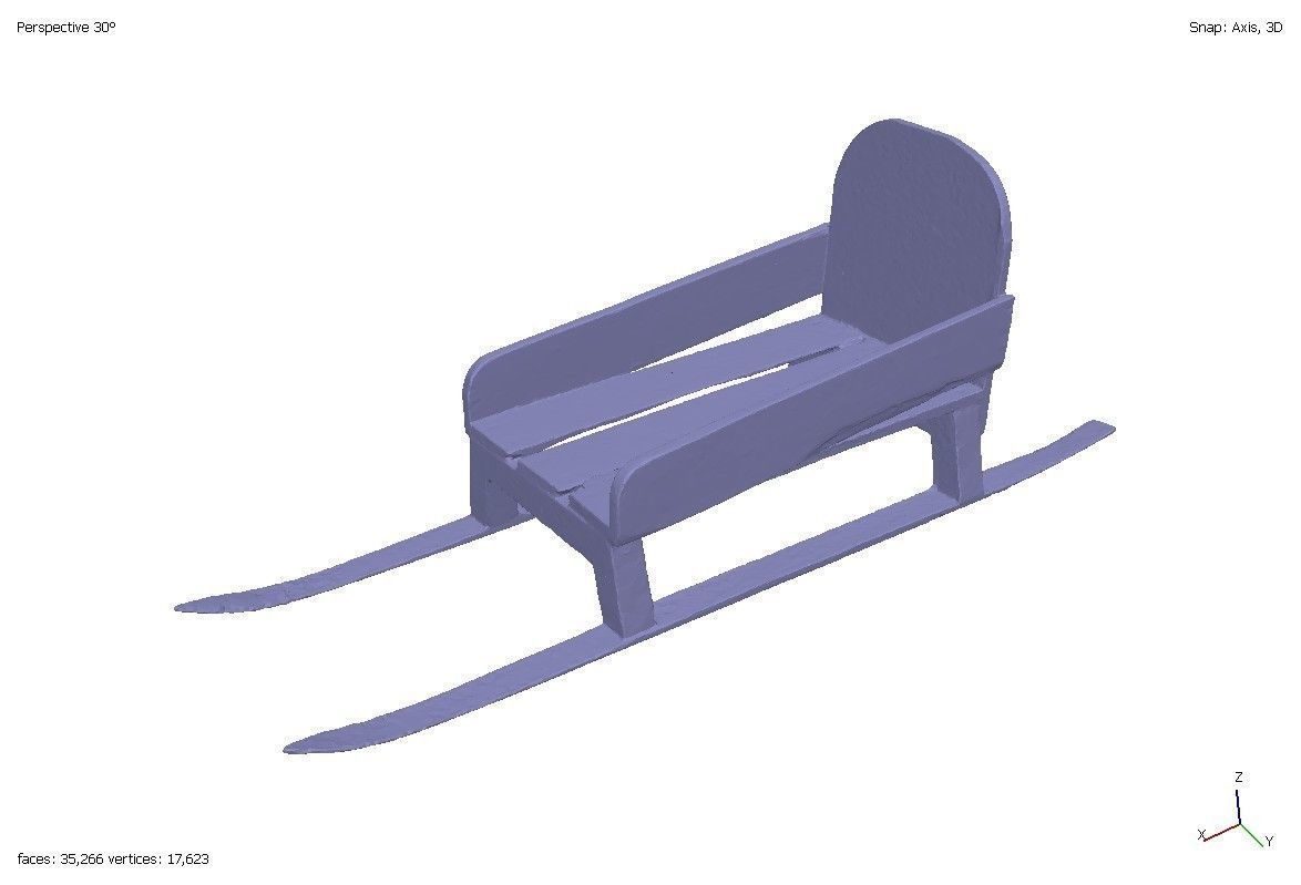 Exclusive handmade wooden sledge 3D model_1