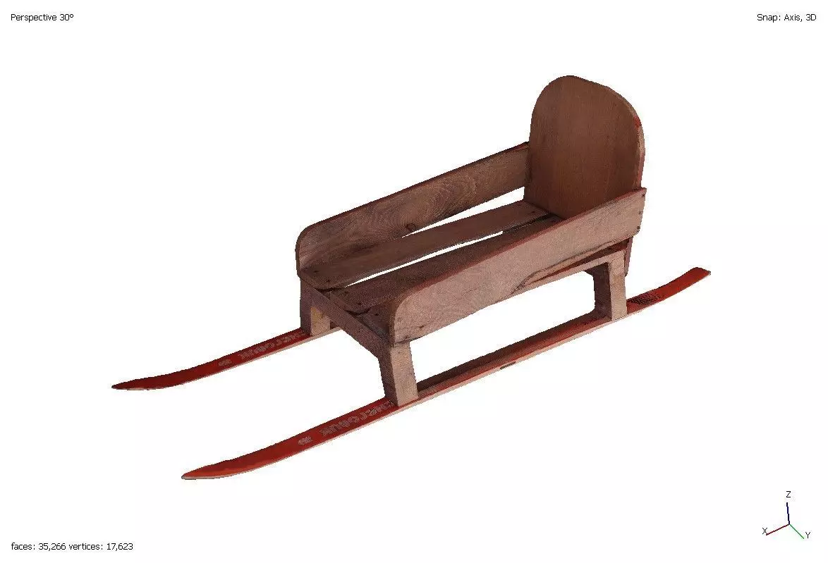 Exclusive handmade wooden sledge 3D model_0