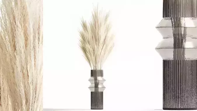 Modern bouquet of dry branches white pampas vase 319
