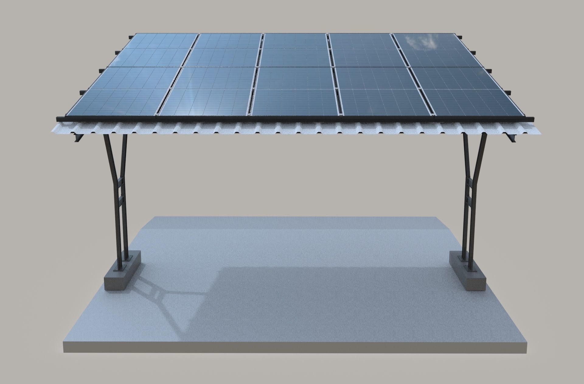 Solar carport canopy 3d model 3D model_7