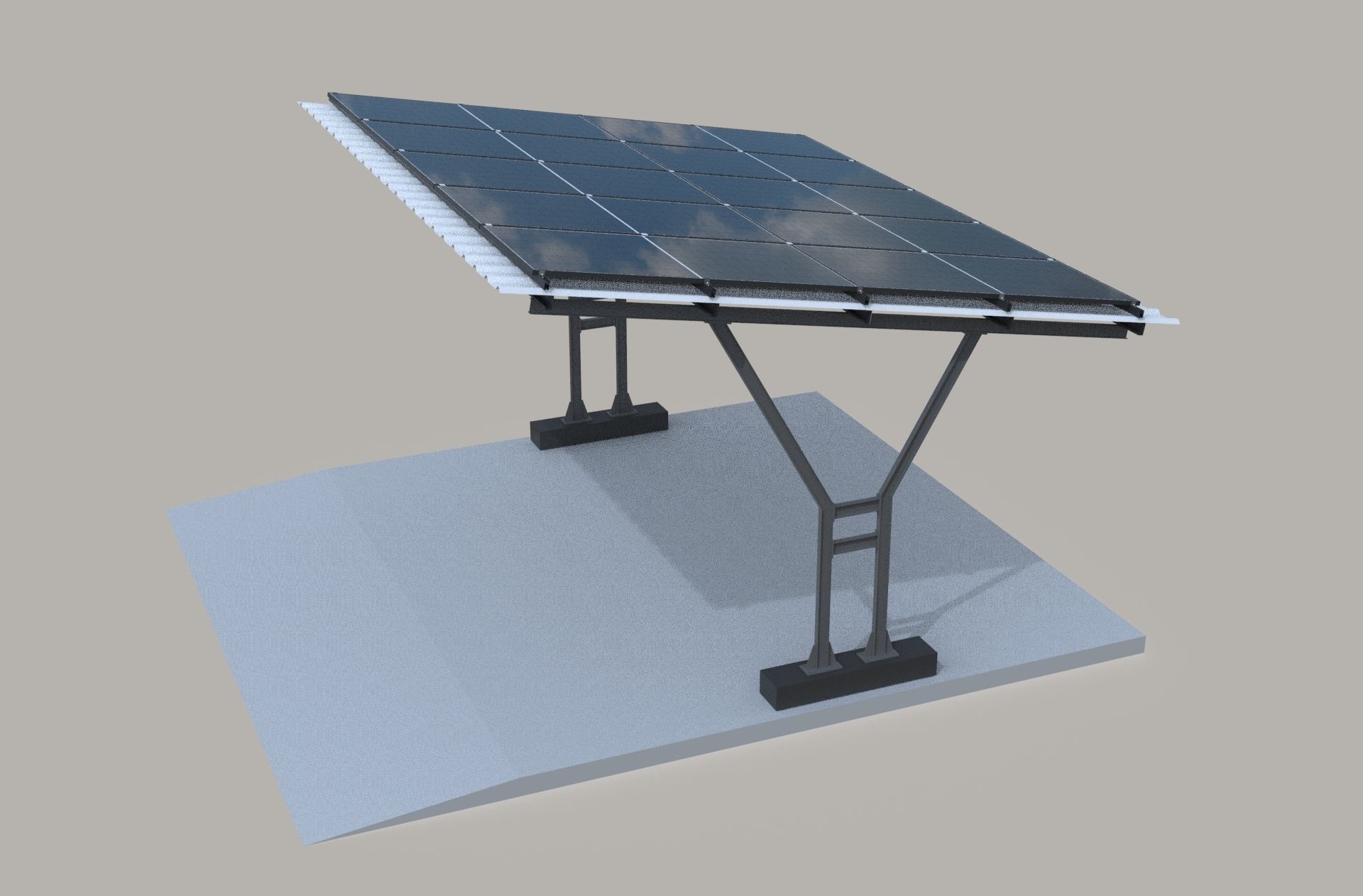 Solar carport canopy 3d model 3D model_1