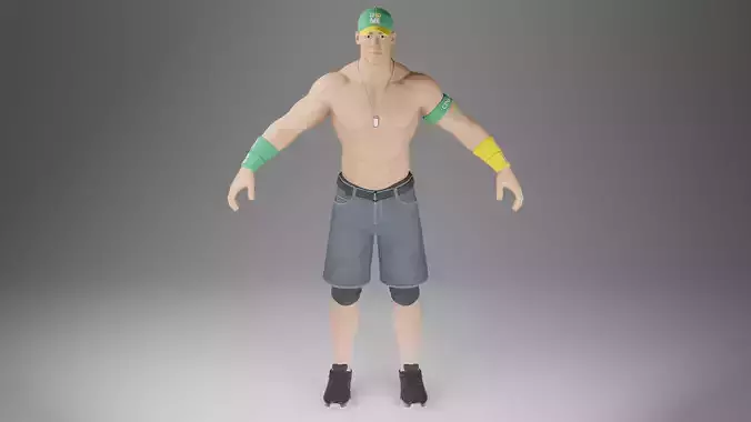 John Cena - No Shirt Low-poly 3D model