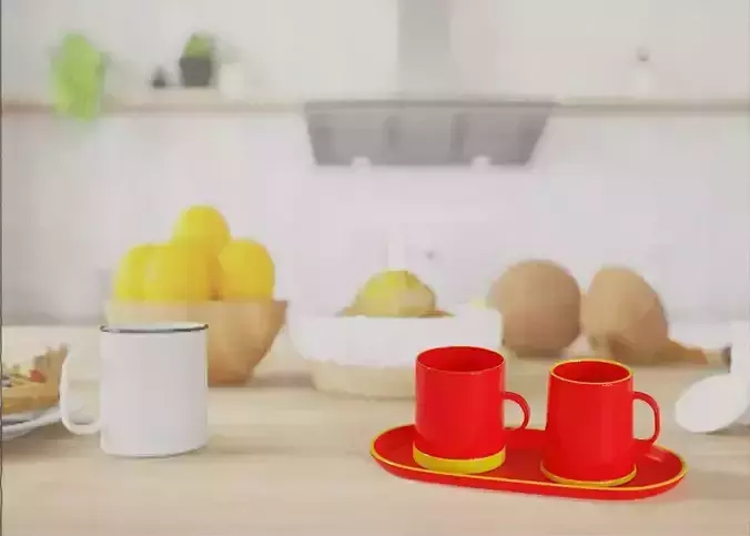 Coffee Cups with Saucers 3D model
