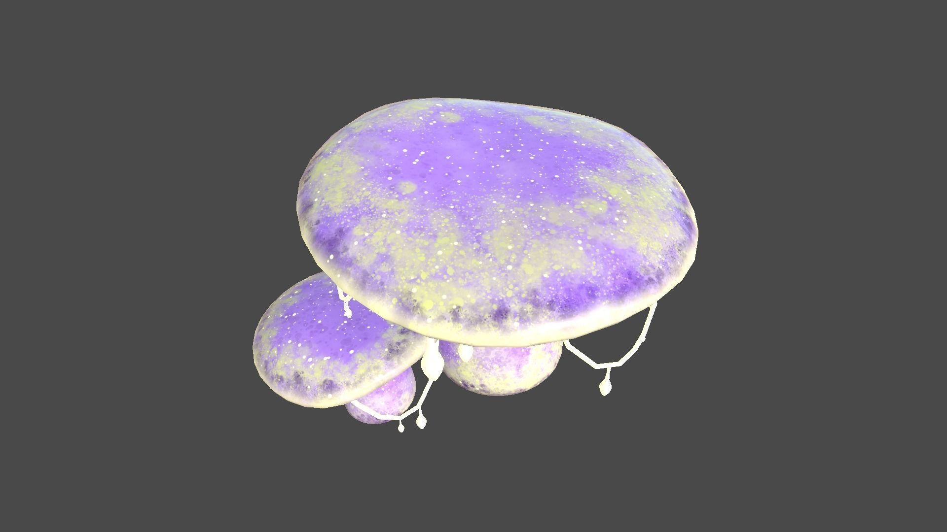 Fantasy Mushroom C08 Purple Yellow - Scene Backdrop Design Low-poly 3D model_1
